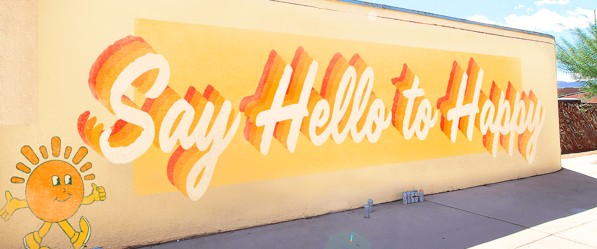 Say hello to happy graffiti wall